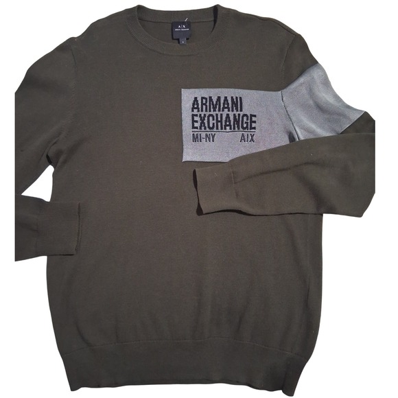 AX Armani Exchange Designer Mens sz Small Knit Crew Logo Sweater Luxury Career - Picture 1 of 16
